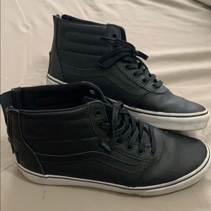 Vans Black Leather High Top Old Skool